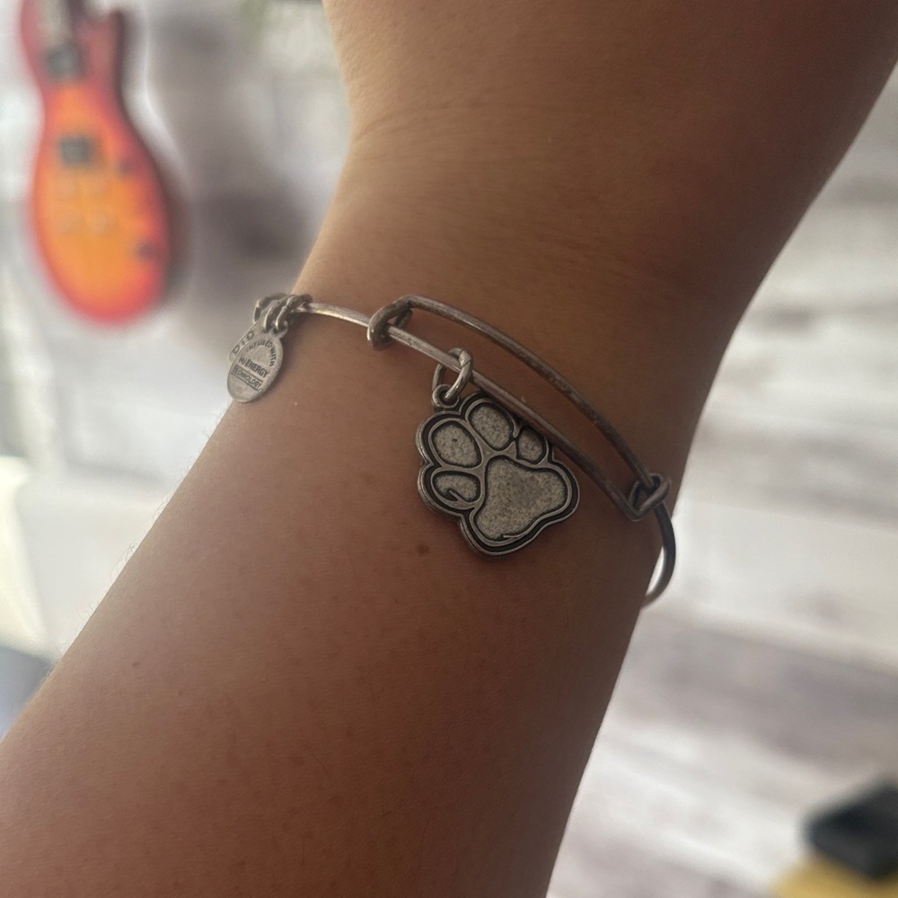 Alex and Ani Silver Paw Print Bangle Bracelet